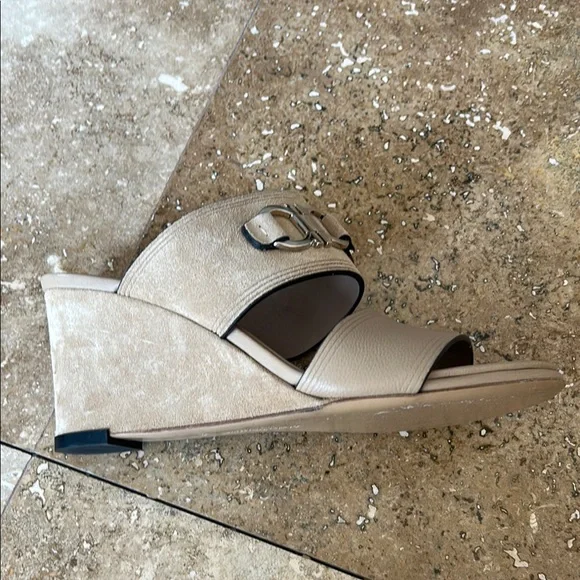 Salvatore Ferragamo Tan Slide Sandals with Metal Detail - Picture 8 of 13